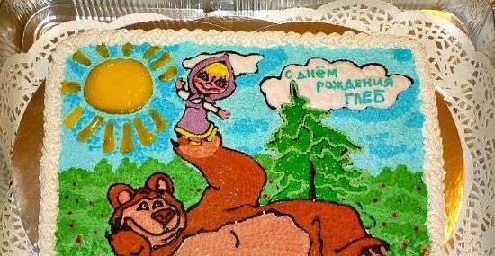 Mga cake batay sa cartoon na Masha at sa Bear