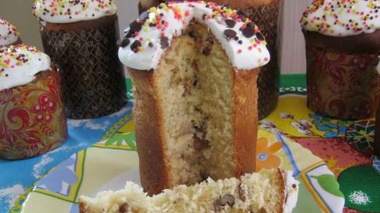 Torta di Pasqua sui tuorli (impastare in una macchina per il pane)