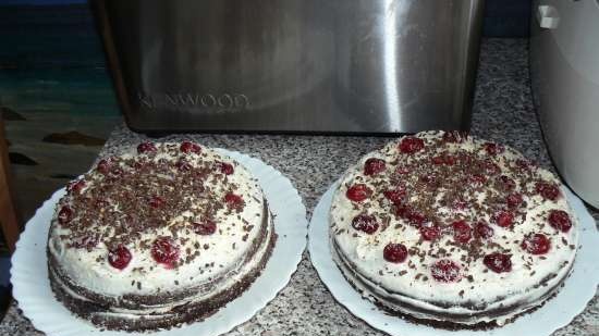 Chocolate cake on boiling water