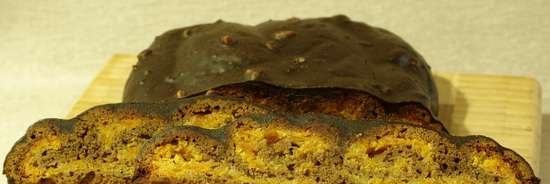 Rolled cake with dried apricots and almonds filling