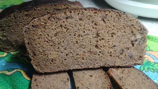 Brewed rye bread with dried fruits and nuts