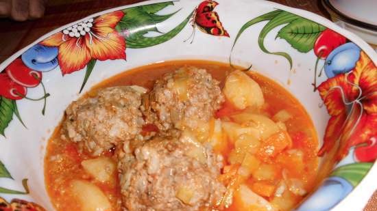 Meatballs a la Stuffed peppers in a multicooker Bork U700