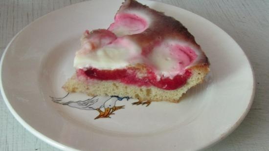 Torta di prugne con ripieno di panna acida