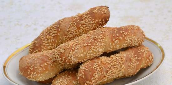 Bread sticks with sesame seeds