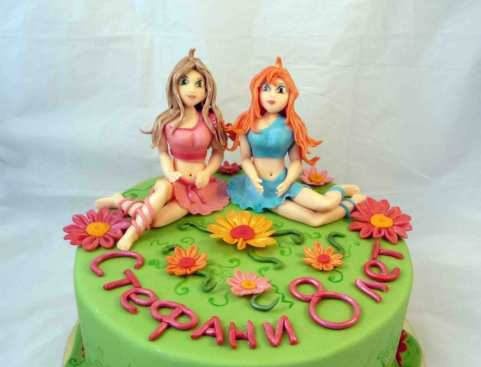 Mga cake na may mga engkanto batay sa cartoon Winx at iba pa