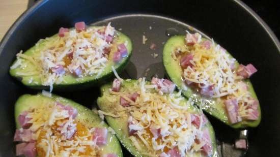 Avocado with egg and bacon