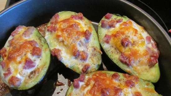 Avocado with egg and bacon