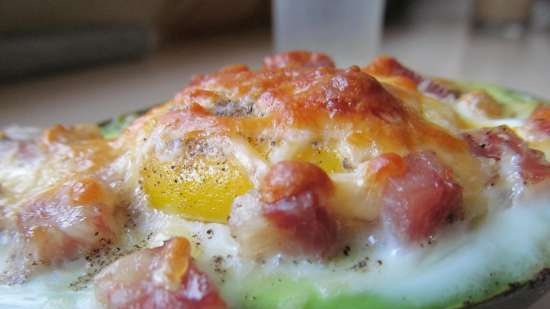 Avocado with egg and bacon