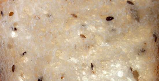 Pane di grano con semi di lino, sesamo e girasole in una macchina per il pane