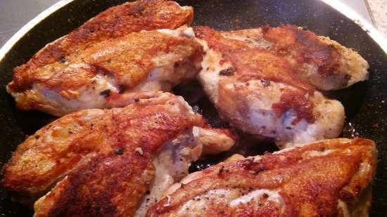 Chicken with a golden crust in a spicy Jack sauce (according to the recipe of Jamie Oliver)