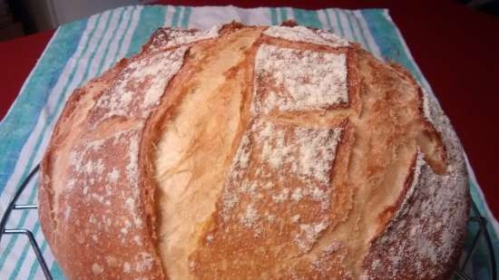 Wheat bread on ripe dough (self-leavening)