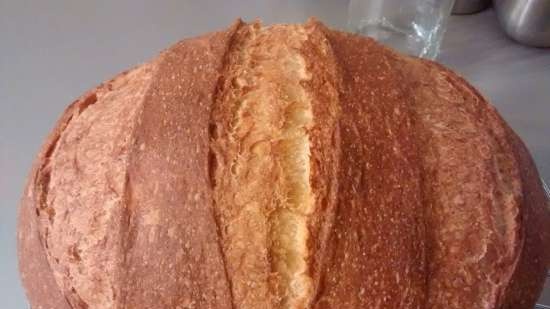 Wheat bread on ripe dough (self-leavening)