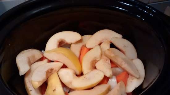 Lamb on the bone with quince in a slow cooker