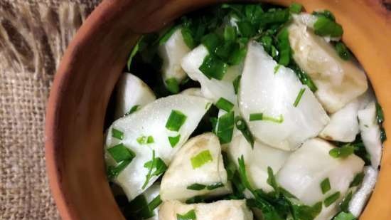 Jerusalem artichoke with parsley and chives in cream