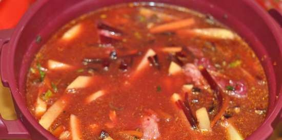 Borscht in TupperKuk (microwave pressure cooker)