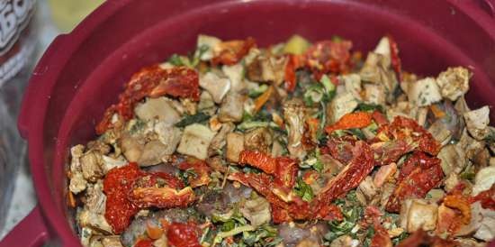 Ombelichi di pollo con verdure in TupperCook (pentola a pressione per microonde)