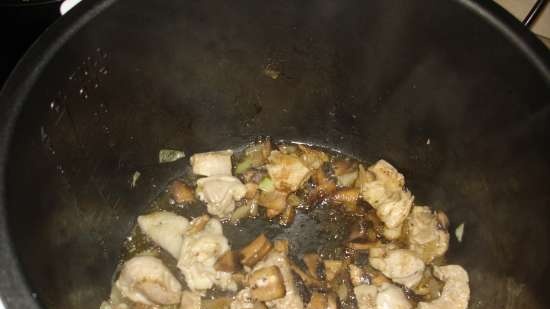 Fried celery with mushrooms (lean dish) in a pressure cooker Polaris 0305