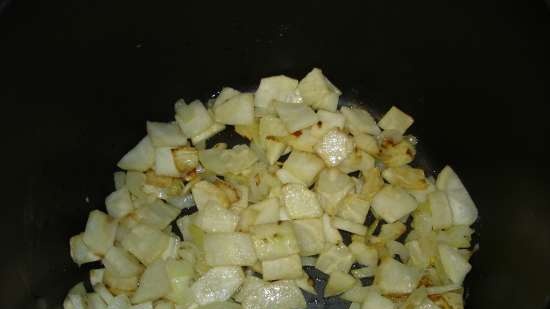 Fried celery with mushrooms (lean dish) in a pressure cooker Polaris 0305