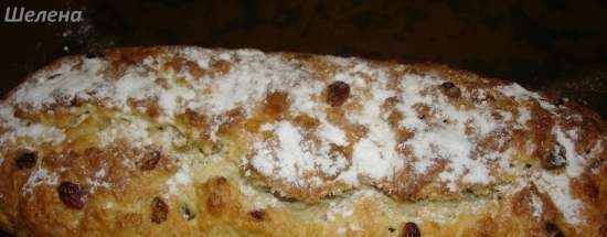 Festive curd roll with candied fruits and raisins