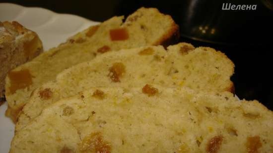 Festive curd roll with candied fruits and raisins