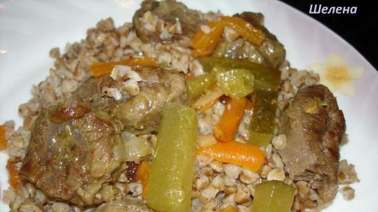 Beef with pickled cucumbers and carrots (pressure cooker Polaris 0305)