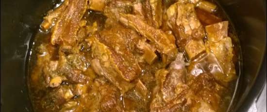 Veal ribs in sweet and sour sauce