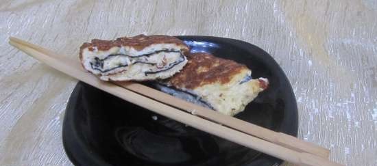 Asian-style omelet with nori and sesame seeds