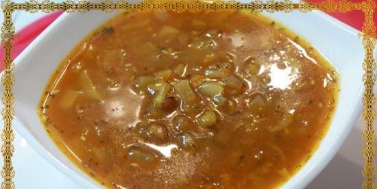 Spicy vegetable lentil soup (multicooker Brand 701)