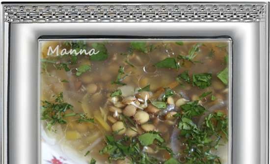 Gulay na gisantes na gisantes na may sprouted lentils (Philips multicooker HD3197)