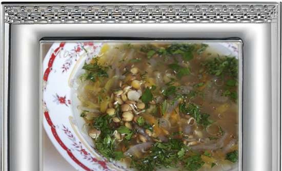 Vegetable pea soup with sprouted lentils (Philips multicooker HD3197)