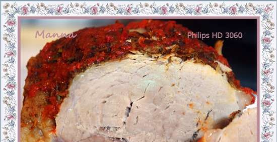 Meat sa maanghang sarsa sa isang multicooker Philips HD3060