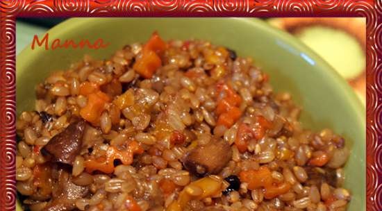 Spelled pilaf with mushrooms (KitchenAid multicooker)