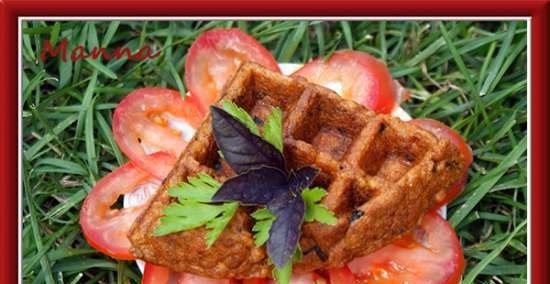 Waffle al pomodoro con tofu e basilico (macchina per cialde artigianale KitchenAid)