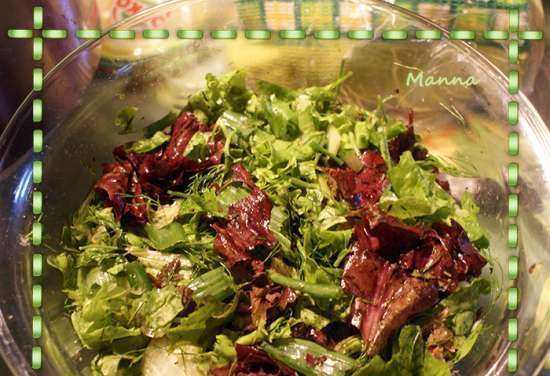 Salad xanh với tấm