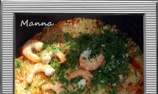 Pilaf amb gambes en una panera multicooker Panasonic SR-TMZ550