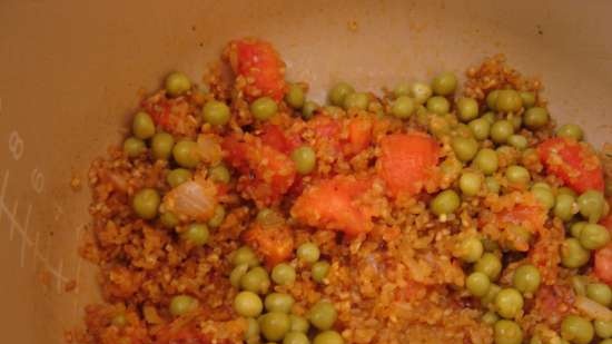 Bulgur con tomates en olla de cocción lenta