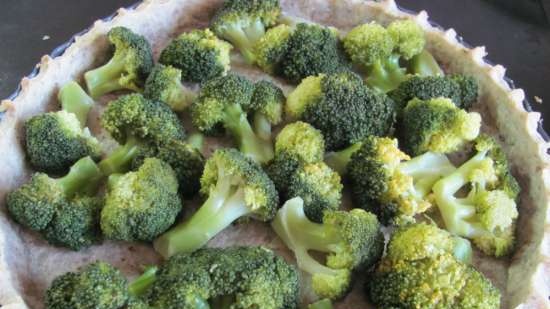 Crostata con broccoli e gorgonzola bavarese