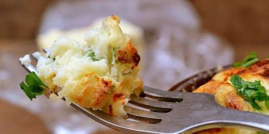 Soufflé di patate con salsicce per friggere