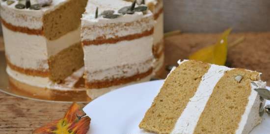 Pumpkin cake with protein-butter cream