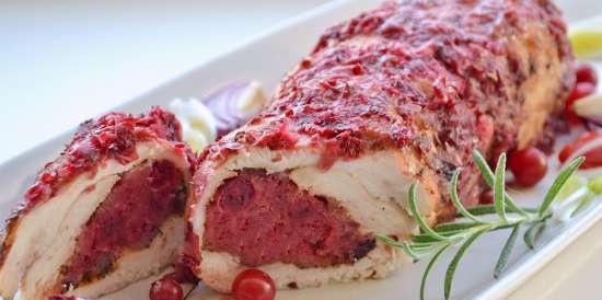 Rotolo di pollo con mirtilli rossi