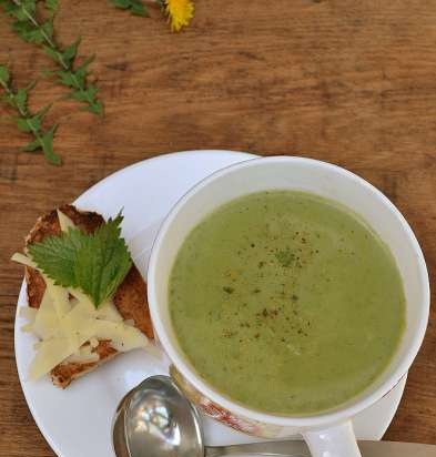 Mag-atas na sopas na may nettle at broccoli