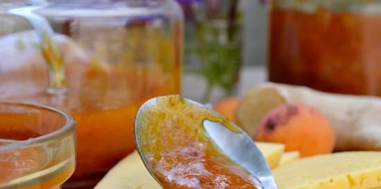 Apricot jam with ginger, cinnamon and pepper