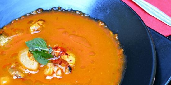 Tomato soup with seafood