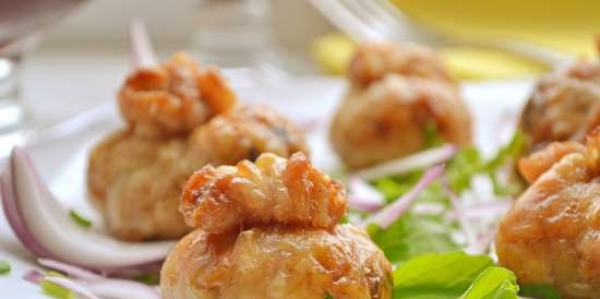 Bolsitas de arroz, pollo y champiñones