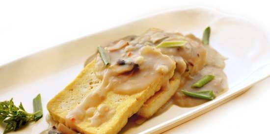 Tofu with mushroom sauce (lean, vegetarian)