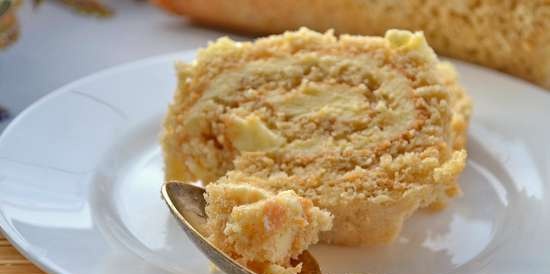 Sponge roll with breadcrumbs and butter cream