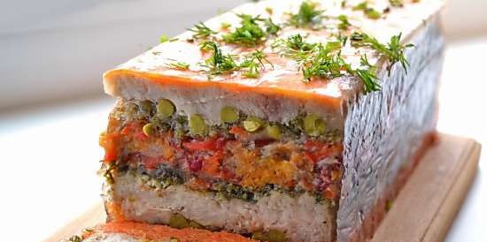 Layered fish cake with vegetables