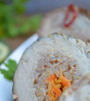 Mackerel roll with buckwheat and rice