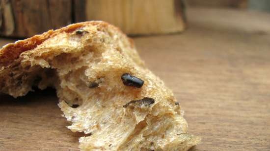 Vloeibaar gistbrood met gedroogde aubergine