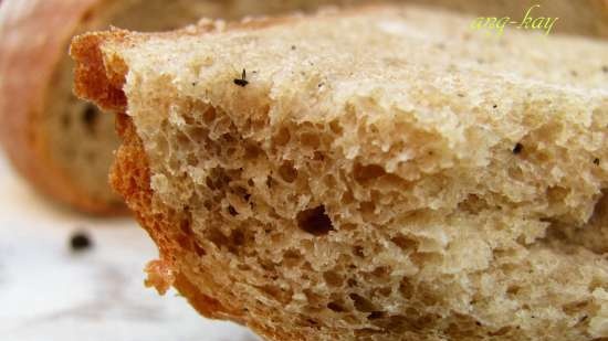 Wheat-rye bread with coffee and pepper